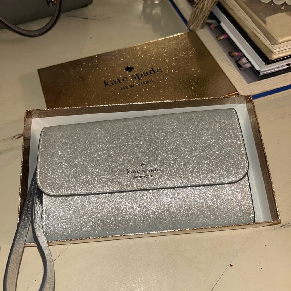Kate Spade Silver Glitter Wristlet